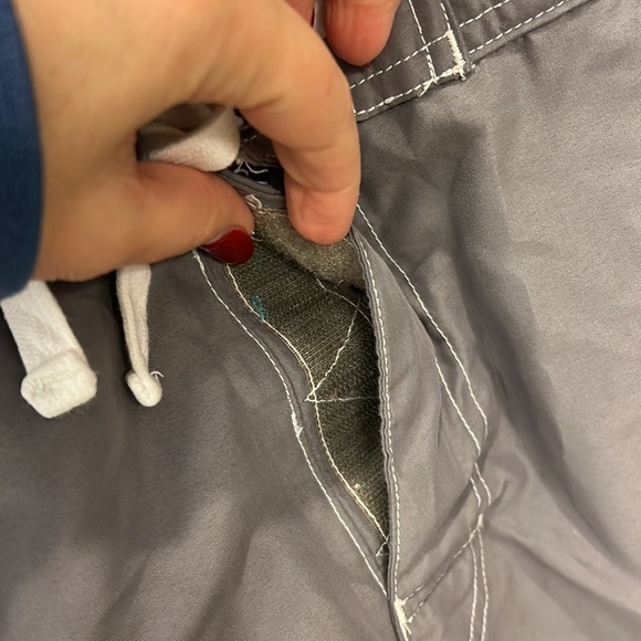 Gap men’s colorblock swim trunks, pockets, mesh lining, grey/orange, sz XL - Picture 6 of 14